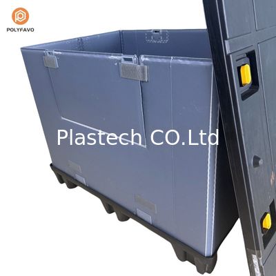 নীল ভাঁজযোগ্য প্লাস্টিক হাতা প্যালেট বক্স কাস্টমাইজড স্টোরেজ এবং প্যাকেজিংয়ের জন্য