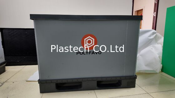 কলাপসিবল প্যালেট বক্স 1200x800mm পিপি মধুচক্র ফোল্ডেবল কন্টেইনার 4-ওয়ে এন্ট্রি ফিউমিগেশন ফ্রি রিটার্নেবল অটো ফুড লজিস্টিকসের জন্য