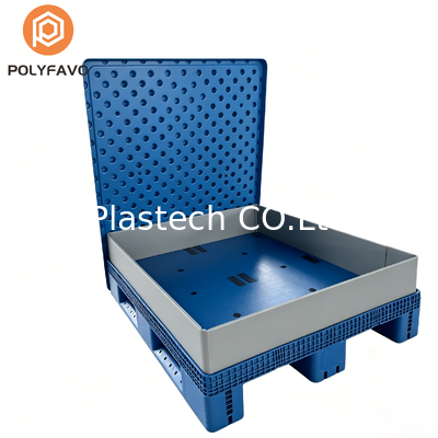 Collapsible Pallet Box with Windows Cutouts for Inspection, Wall Thickness 10mm 12mm, Stackable Custom Color Logo Printing